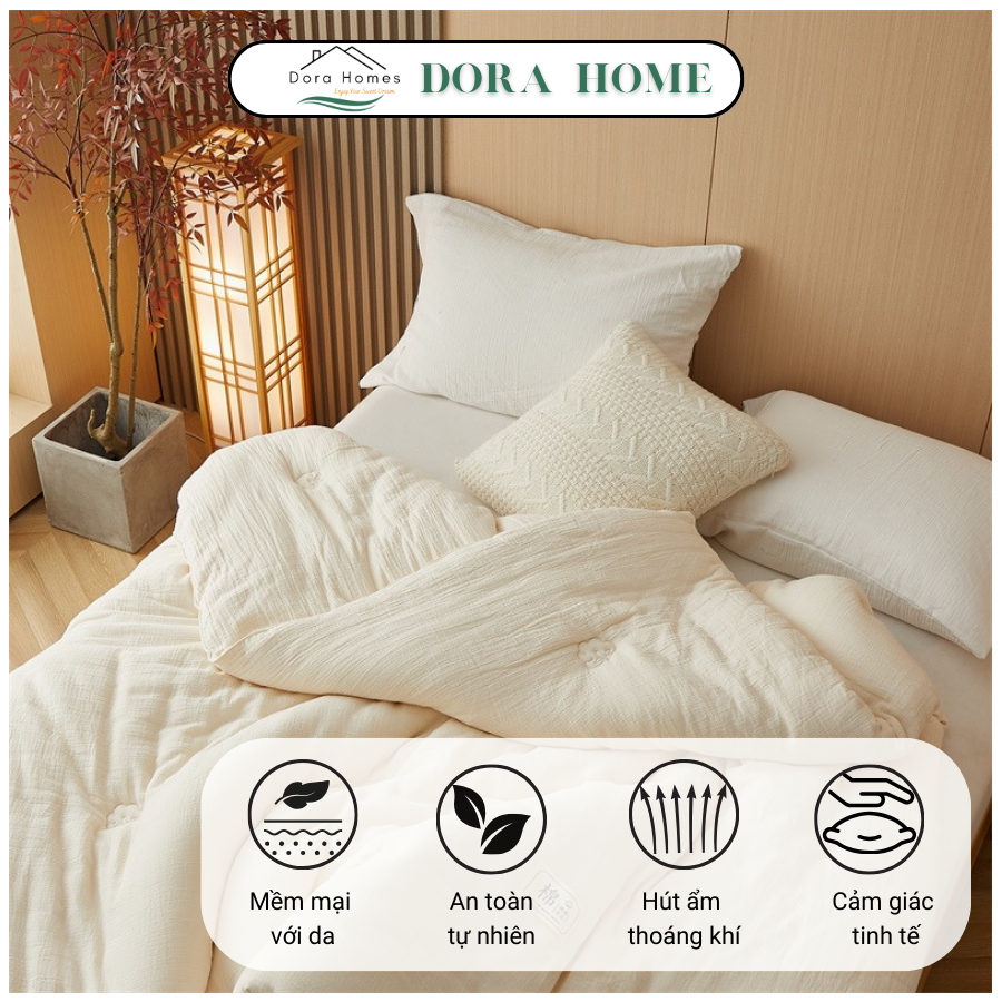 Ruột Chăn Sợi Đậu Nành DORA HOME Chăn Sợi Sinh Thái Nguyên Thủy Không Tẩy Trắng Và Nhuộm Màu #CAA