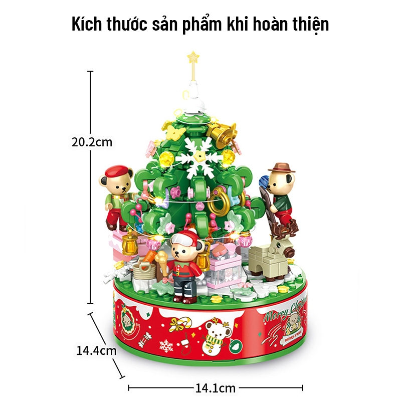 Đồ Chơi Lắp Ráp LEGO Mô Hình Hộp Nhạc Cây Thông Noel Giáng Sinh Merry Christmas 881305 Với 300+ PCS Tặng 3 Chú Gấu