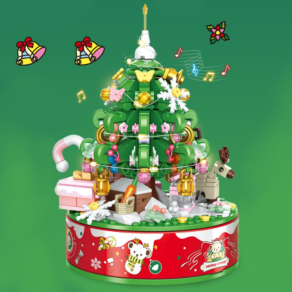 Đồ Chơi Lắp Ráp LEGO Mô Hình Hộp Nhạc Cây Thông Noel Giáng Sinh Merry Christmas 881305 Với 300+ PCS Tặng 3 Chú Gấu