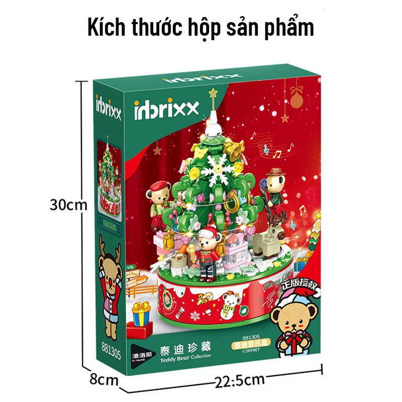 Đồ Chơi Lắp Ráp LEGO Mô Hình Hộp Nhạc Cây Thông Noel Giáng Sinh Merry Christmas 881305 Với 300+ PCS Tặng 3 Chú Gấu