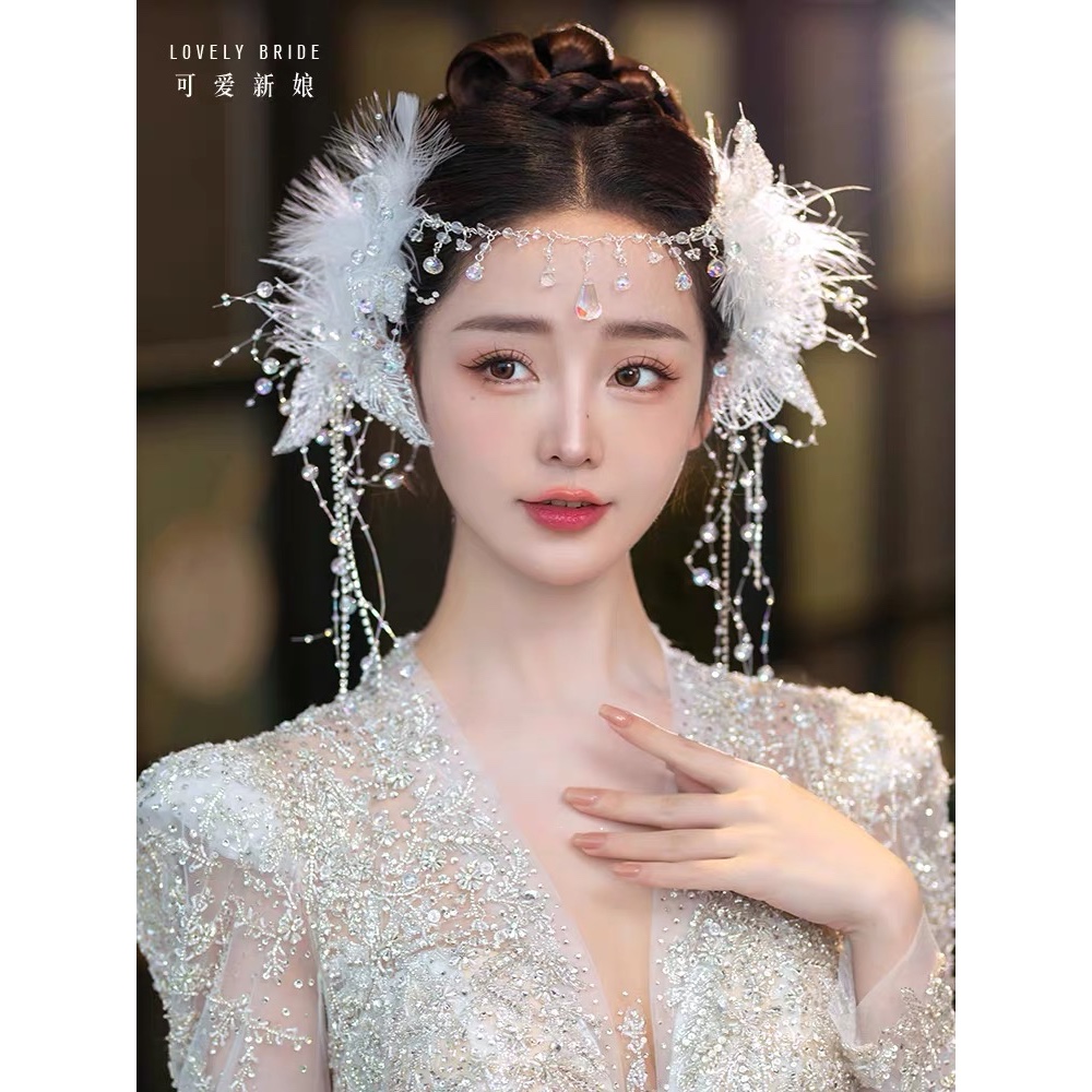 Sét Hoa Cài Tóc Đính Lông Vũ mã W1215