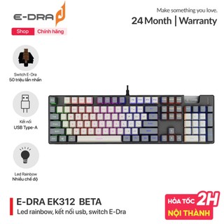 Bàn phím gaming, bàn phím máy tính cơ chơi game có dây E-dra EK312 Beta Blue /Brown /Red Switch - Hàng chính hãng
