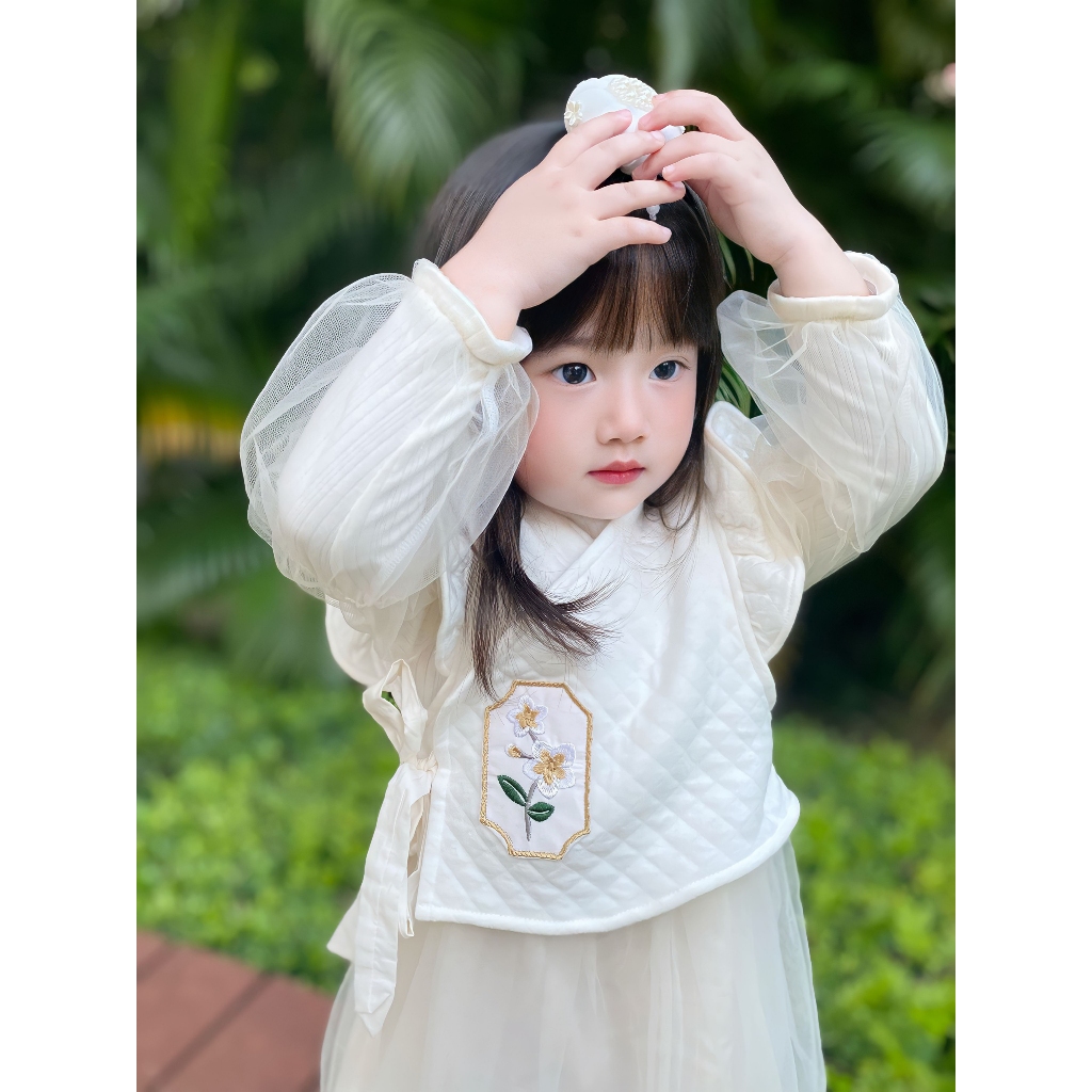 Set váy gile cover Hàn vải dư chuẩn xịn tặng bờm