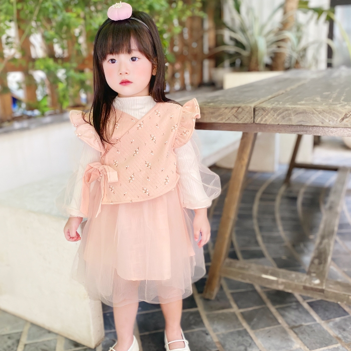 Set váy gile cover Hàn vải dư chuẩn xịn tặng bờm