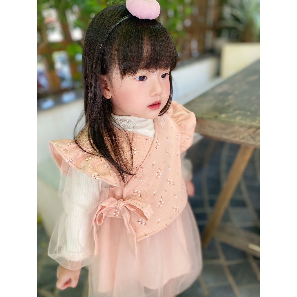 Set váy gile cover Hàn vải dư chuẩn xịn tặng bờm