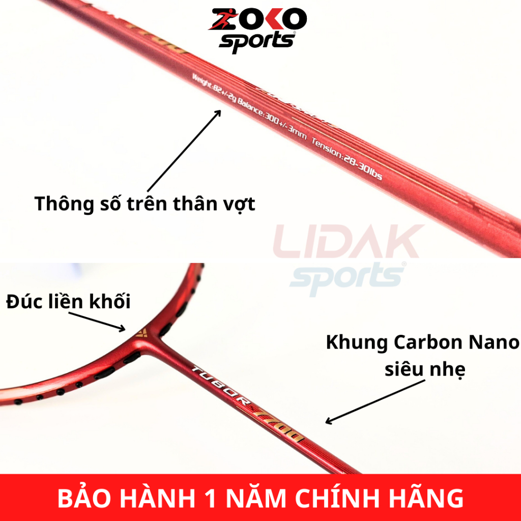 Vợt cầu lông VICLEO TUBOR 7700 mức căng 10kg, 11kg chính hãng giá rẻ khung carbon
