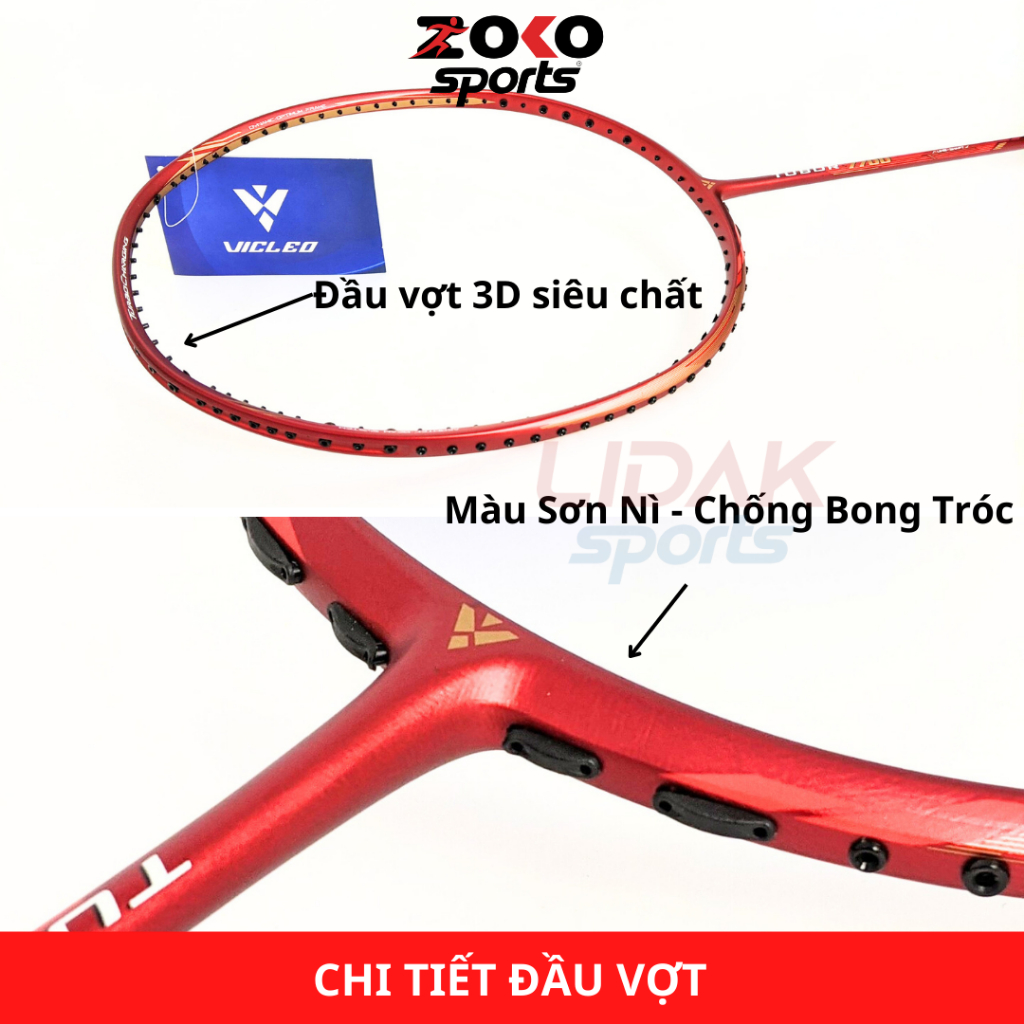 Vợt cầu lông VICLEO TUBOR 7700 mức căng 10kg, 11kg chính hãng giá rẻ khung carbon