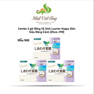 Combo 3 gói Băng Vệ Sinh Laurier Happy Skin Siêu Mỏng Cánh