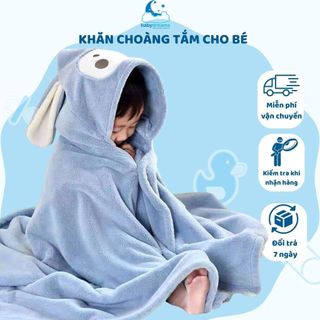 khăn choàng tắm cho bé có mũ, Áo choàng tắm cho bé vải siêu mịn không xổ lông hình thú  – BabyDreams