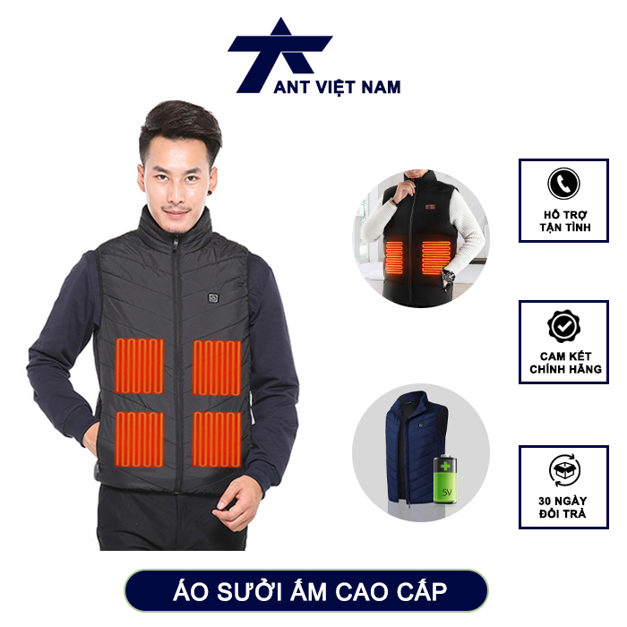 Áo Khoác Sưởi Âm Nhật Bản Cao Cấp, Áo Giữ Nhiệt Làm Ấm Nhanh PIN 10.000MAH Sử Dụng 14-17H, Bảo Hành 12 Tháng
