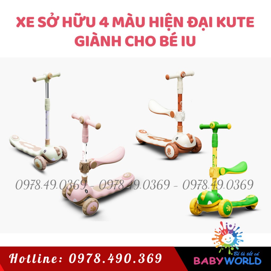 Xe Trượt Scooter Cao Cấp, Xe Chòi Chân Cho Bé 3 In 1 - Giúp Bé Vận Động Thoả Thích🌸FREESHIP🌸 ko