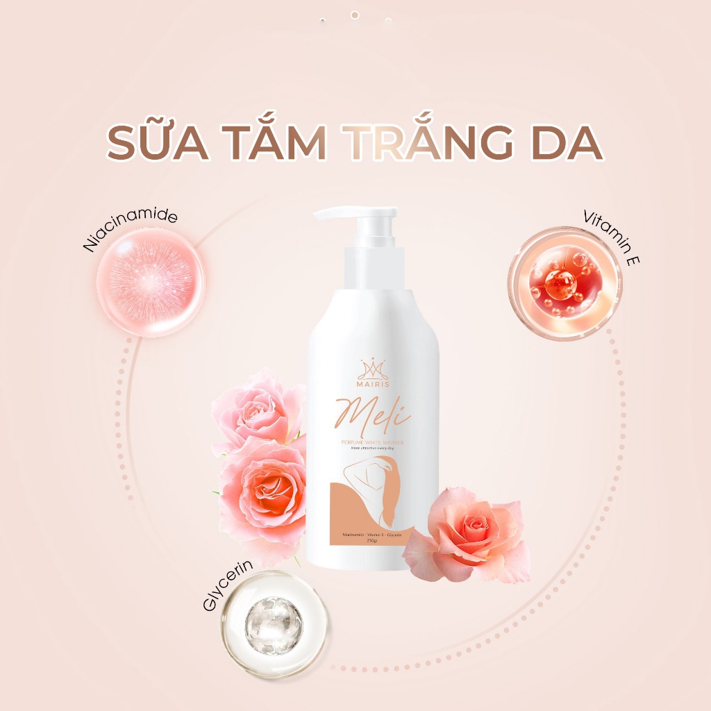 Sữa tắm trắng Meli Mairis THANH MỘC HƯƠNG 250ml hương nước hoa ý