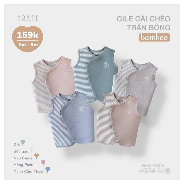 Hrnee - Áo gile Hrnee cài chéo trần bông - AGL103002