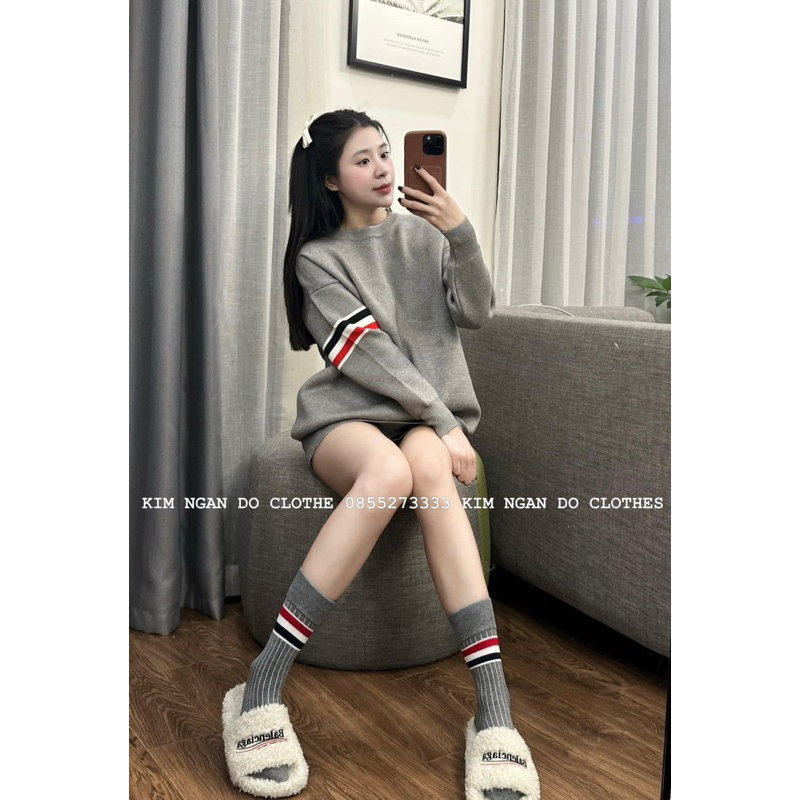 Áo Sweater Len Thome In Chú Cún Sau Lưng, Áo len thom phong cách đường phố