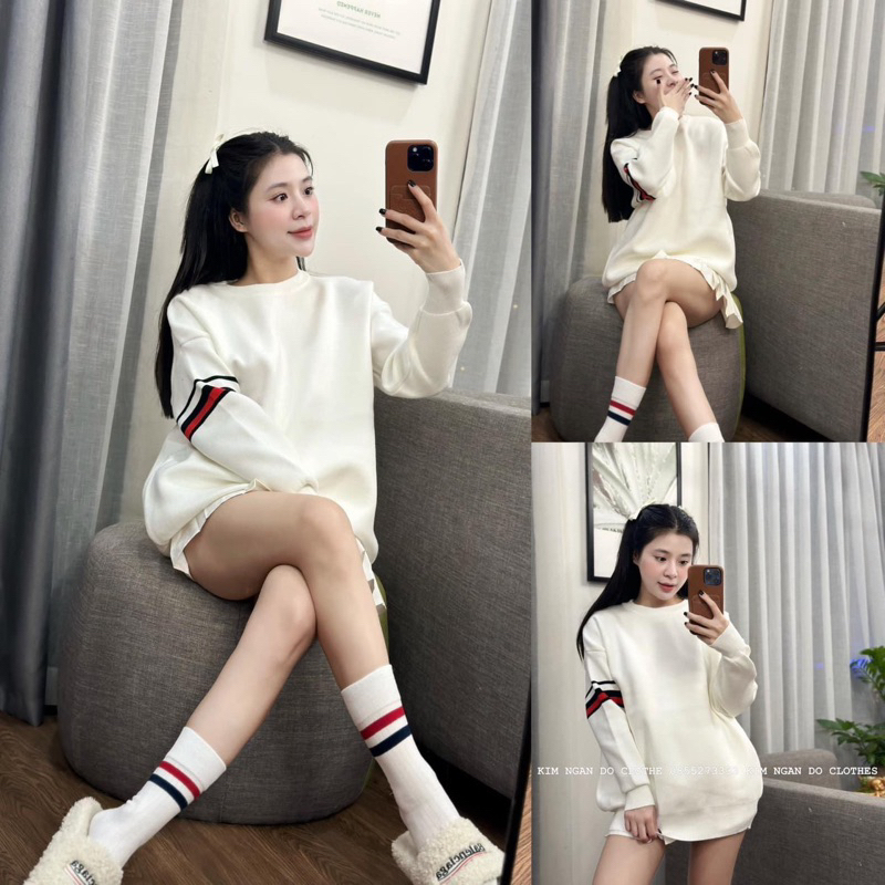 Áo Sweater Len Thome In Chú Cún Sau Lưng, Áo len thom phong cách đường phố