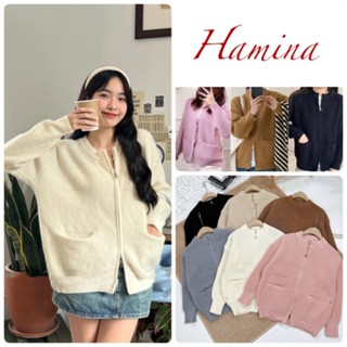 Áo Khoác Nữ Kéo Khoá Len Lông Mềm, Áo Len Nữ Cổ Tròn Dáng Lỡ