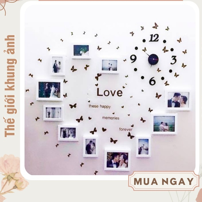 Bộ decal chữ love trang trí dán tường hình bướm nhiều màu