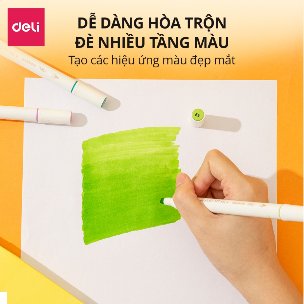 Bút Màu Marker 2 Đầu Sơn Tùng M-TP x Deli - Màu Sắc Tươi Sáng Học Sinh Chuyên Nghiệp Calligraphy