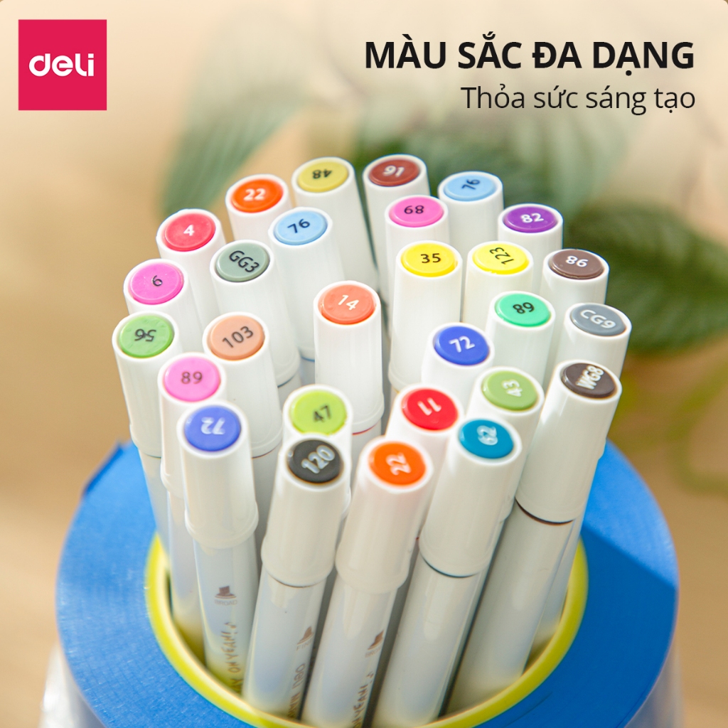 Bút Màu Marker 2 Đầu Sơn Tùng M-TP x Deli - Màu Sắc Tươi Sáng Học Sinh Chuyên Nghiệp Calligraphy
