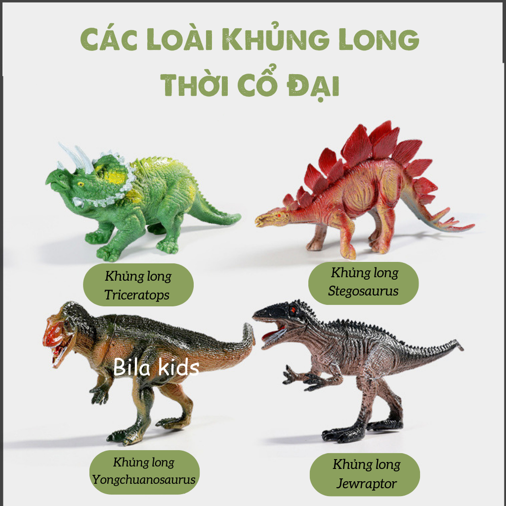 Khủng long đồ chơi, mô hình công viên khủng long nhiều chi tiết Bila Kids, Đồ chơi cho trẻ em có hộp đựng