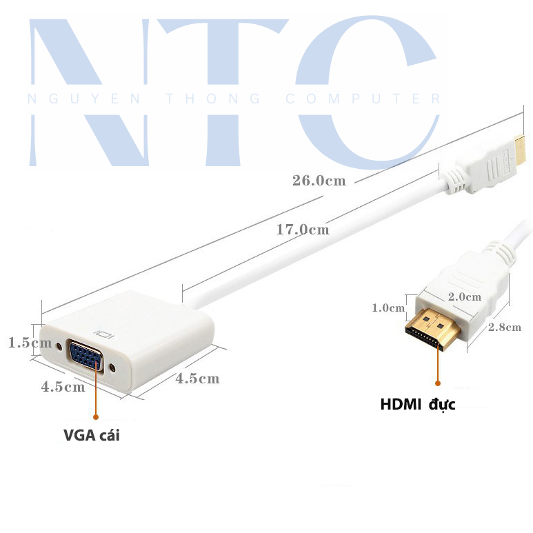 Cáp  chuyển đổi cổng HDMI sang VGA  máy  tính  sang màn  hình  máy  chiếu chất lượng fullHD