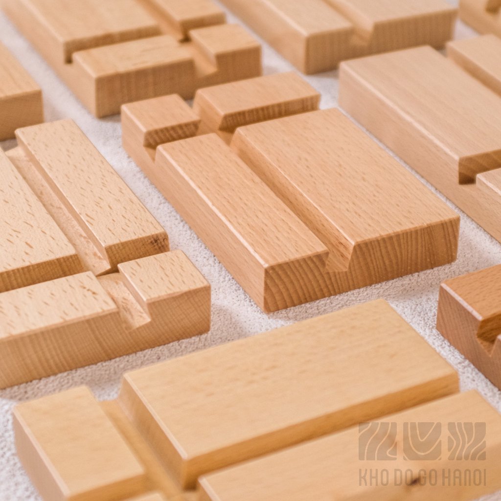 Giá đỡ điện thoại, iPad, iPhone, máy tính bảng tablet chất liệu gỗ tự nhiên  - khodogohanoi