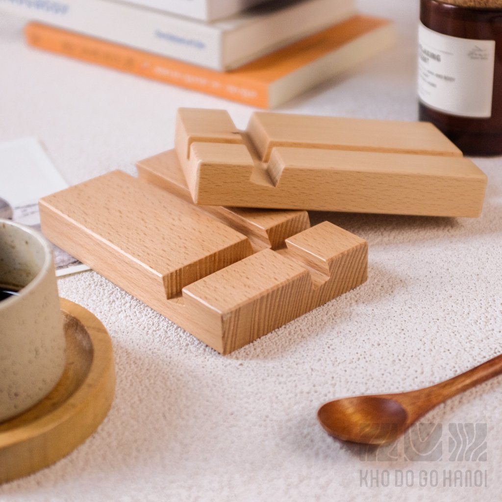 Giá đỡ điện thoại, iPad, iPhone, máy tính bảng tablet chất liệu gỗ tự nhiên  - khodogohanoi