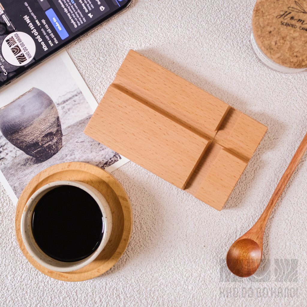 Giá đỡ điện thoại, iPad, iPhone, máy tính bảng tablet chất liệu gỗ tự nhiên  - khodogohanoi