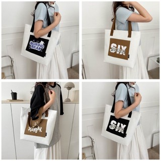 Túi Xách Tote Bằng Vải Canvas Đeo Vai Đa Năng Sức Chứa Lớn Màu Trơn In Chữ Nhật Bản Thời Trang Cho Nữ