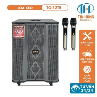 Loa karaoke di động bluetooth công suất 500w, loa gỗ 3 tấc oris to-12t5 kèm 02 micro sóng uhf cao cấp chính hãng