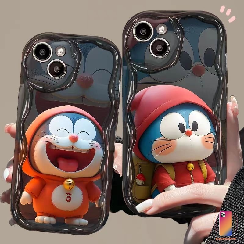 Ốp Lưng Điện Thoại IPhone Viền Nổi Cạnh Sóng Hoạ Tiết Doraemon Hoạt Hình 3D iphone 15 XR 11 14 12 13 Pro Max 7plus pro