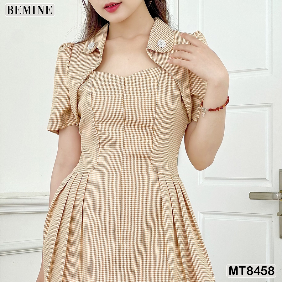 Đầm tay phồng cổ kiểu tùng xếp ly BEMINE MT8458