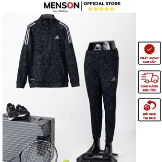 Bộ nam mùa đông Adidas kéo khoá lót nỉ nhung dày dặn Menson MD2880 Bộ quần áo thu đông nam dài tay 2023 Hàng Cao Cấp
