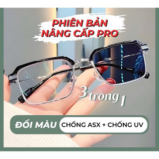 Mắt Kính Nam Cao Cấp Phong Cách Hàn Quốc Đổi Màu Chống A/Sáng Xanh( Tặng Bao da + Khăn lau)
