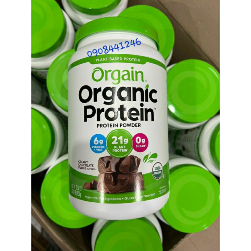 Hàng chuẩn Mỹ - Bột orgain Organic Protein 0g sugar hộp 920g Vị chocolate