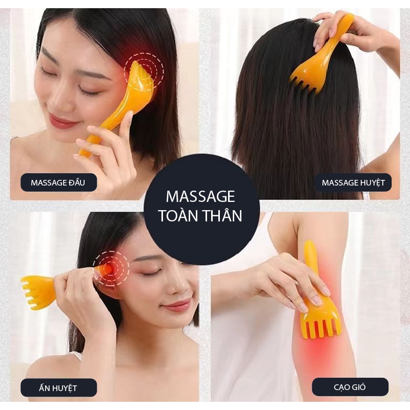 Cây Massage Đầu 5 Móng, Lược Massage Kinh Lạc, Ấn Huyệt Toàn Thân, Massage Đầu, Vuốt, Da Đầu, Thư Giãn, Giải Tỏa