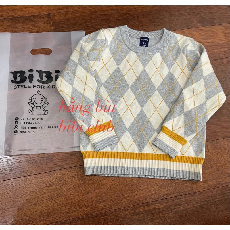 Áo len kẻ trám bé trai Wappy chất siêu đẹp