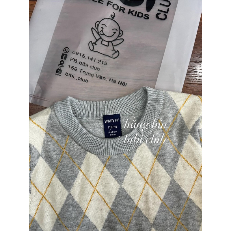 Áo len kẻ trám bé trai Wappy chất siêu đẹp