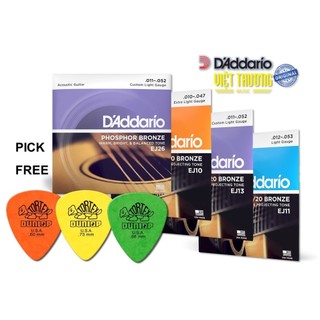 Bộ dây đàn guitar chính hãng d'addario acoustic guitar string set ej10 ej11 ej13 ej26