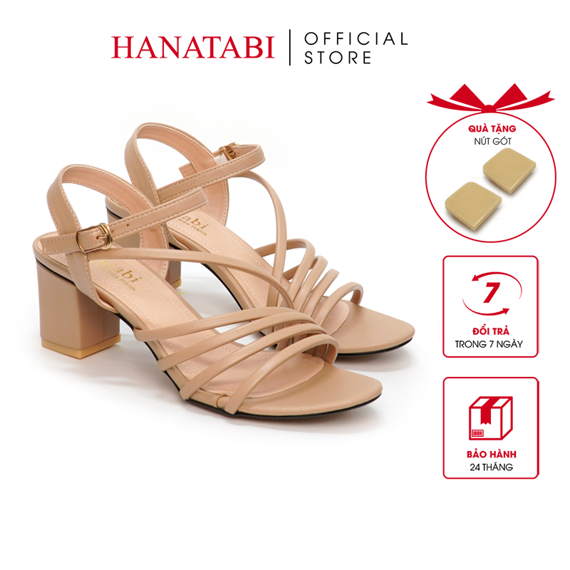 Sandal Nữ Hanatabi 3 Quai Chéo Gót Cao 5cm Hậu C Mã HNSDG5F886