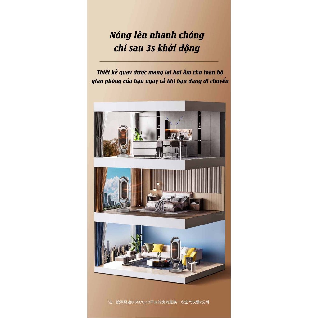 Máy Sưởi Gốm AMOI Tháp Dứng Thông Minh Tích Hợp Công Nghê Sưởi PTC Làm Ấm Nhanh Không Khô Da Kèm Khiển