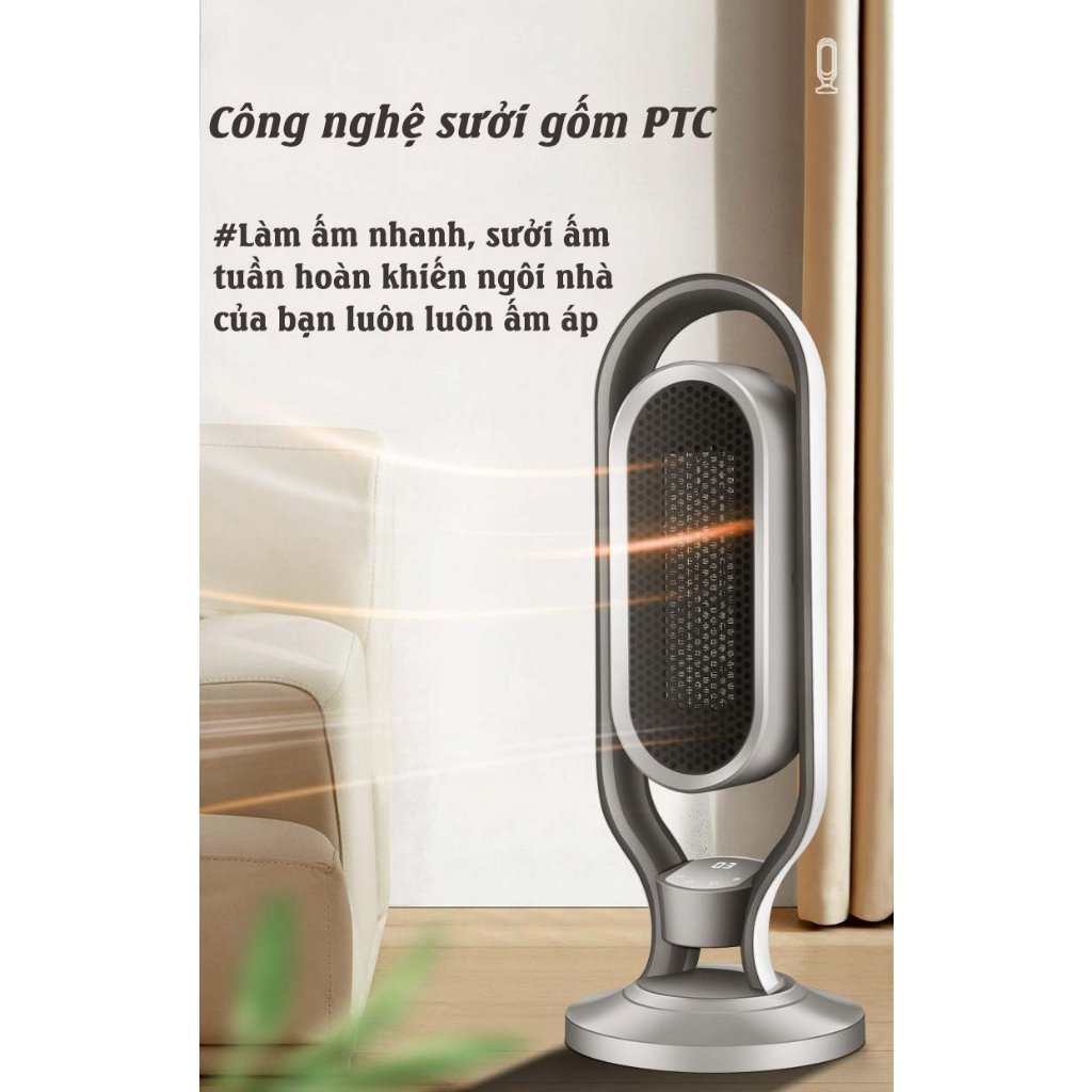 Máy Sưởi Gốm AMOI Tháp Dứng Thông Minh Tích Hợp Công Nghê Sưởi PTC Làm Ấm Nhanh Không Khô Da Kèm Khiển
