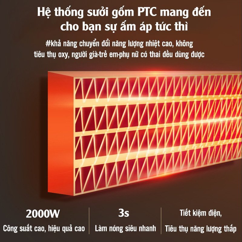 Máy Sưởi Gốm AMOI Tháp Dứng Thông Minh Tích Hợp Công Nghê Sưởi PTC Làm Ấm Nhanh Không Khô Da Kèm Khiển