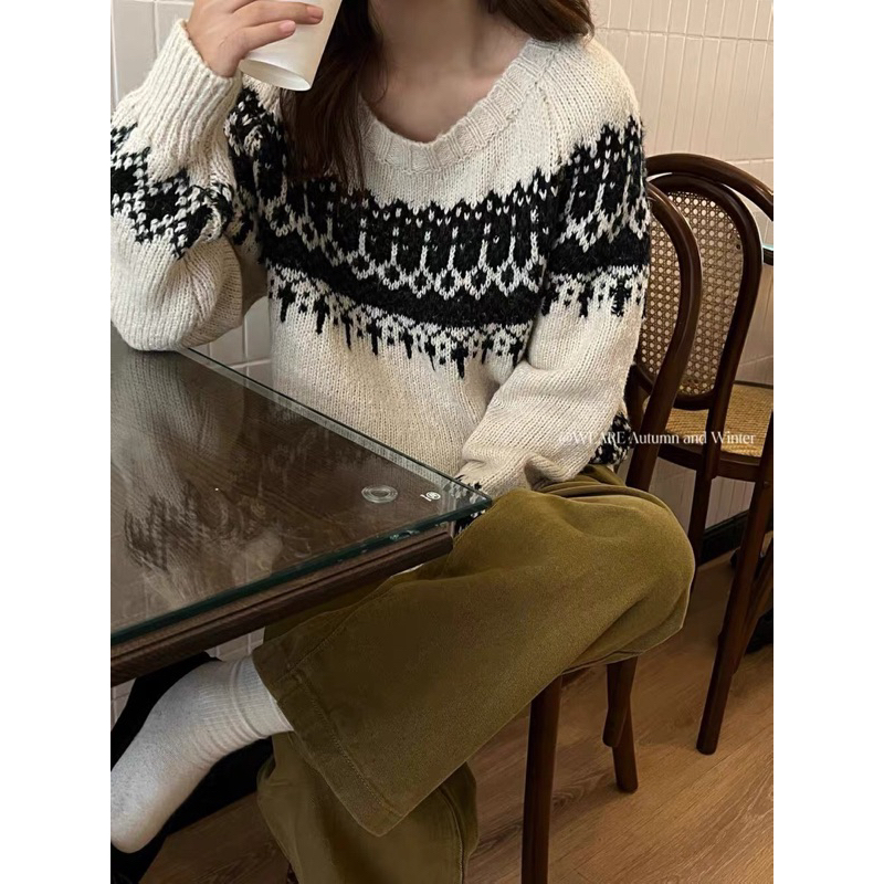 Áo Len thổ cẩm WE ARE cao cấp 6795 // Hàng có sẵn🇰🇷