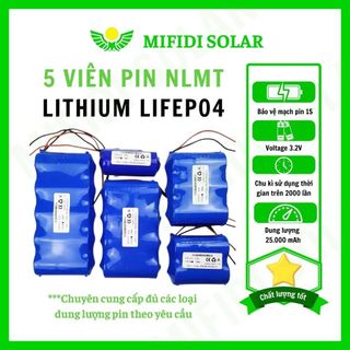 Pin lithium lifepo4 mifidi dung lượng 25.000mah 3.2v kèm mạch bảo vệ 1s cho đèn năng lượng mặt trời 5pin25ah