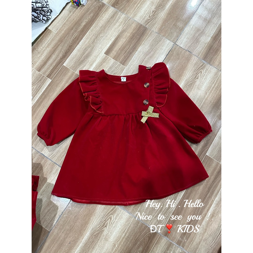 Váy bé gái công chúa cánh tiên đính nơ ngực cho bé từ 7-20kg