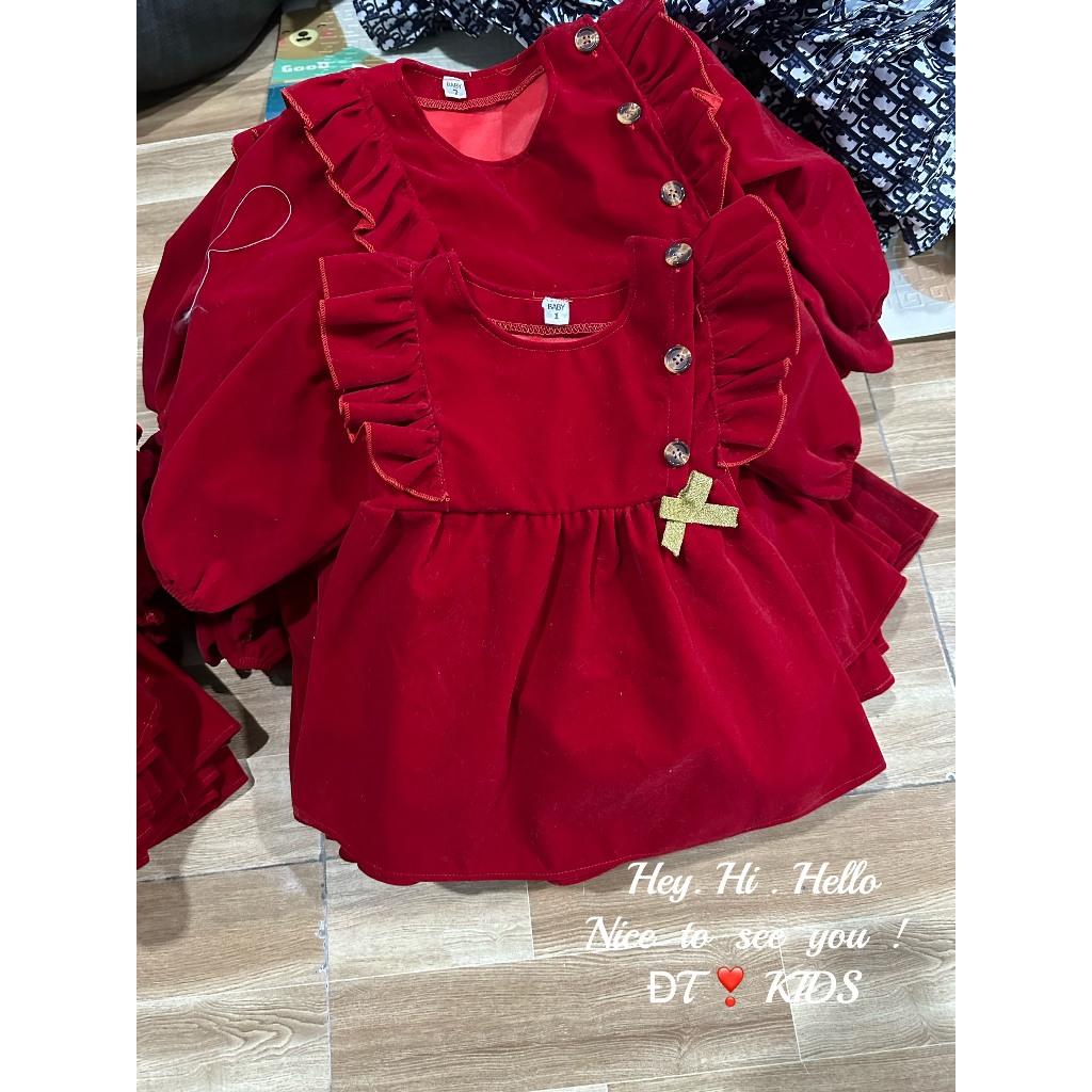 Váy bé gái công chúa cánh tiên đính nơ ngực cho bé từ 7-20kg