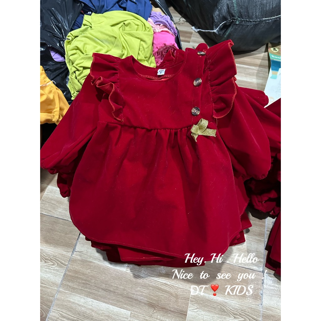 Váy bé gái công chúa cánh tiên đính nơ ngực cho bé từ 7-20kg