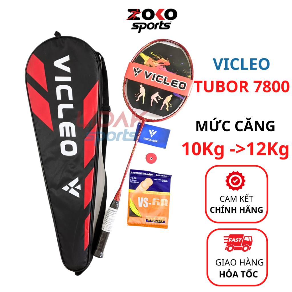 Vợt cầu lông VICLEO TUBOR 7800 khung caron nhẹ cao cấp mức căng 10kg, 11kg chính hãng giá rẻ- ZOKO SPORT