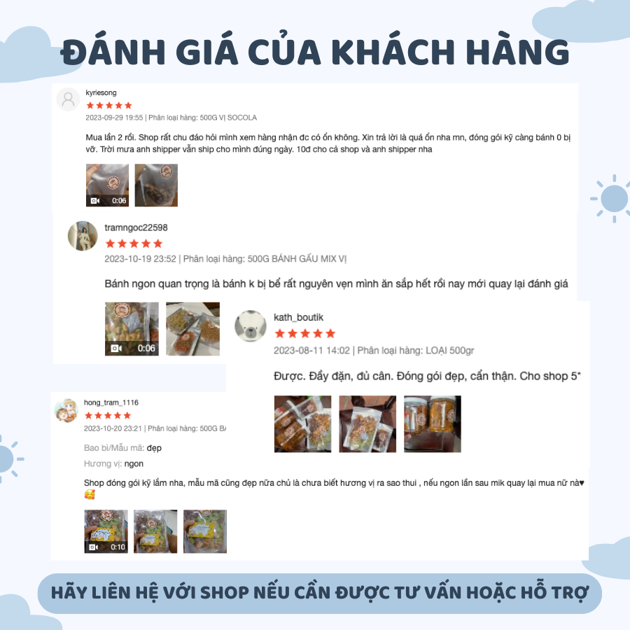 Bánh gấu nhân kem sữa mix 3 vị 500g Ăn Vặt Vui